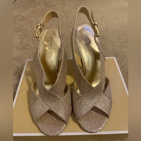 Michael Kors Shoes - MICHAEL KORS glittered gold/silver sandal .